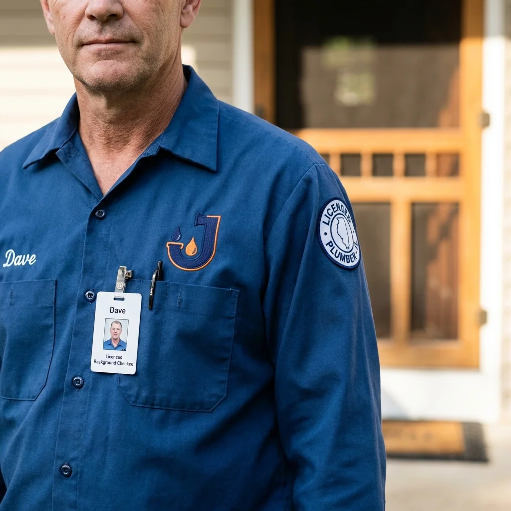 Licensed plumber showing ID badge in Mabscott, WV