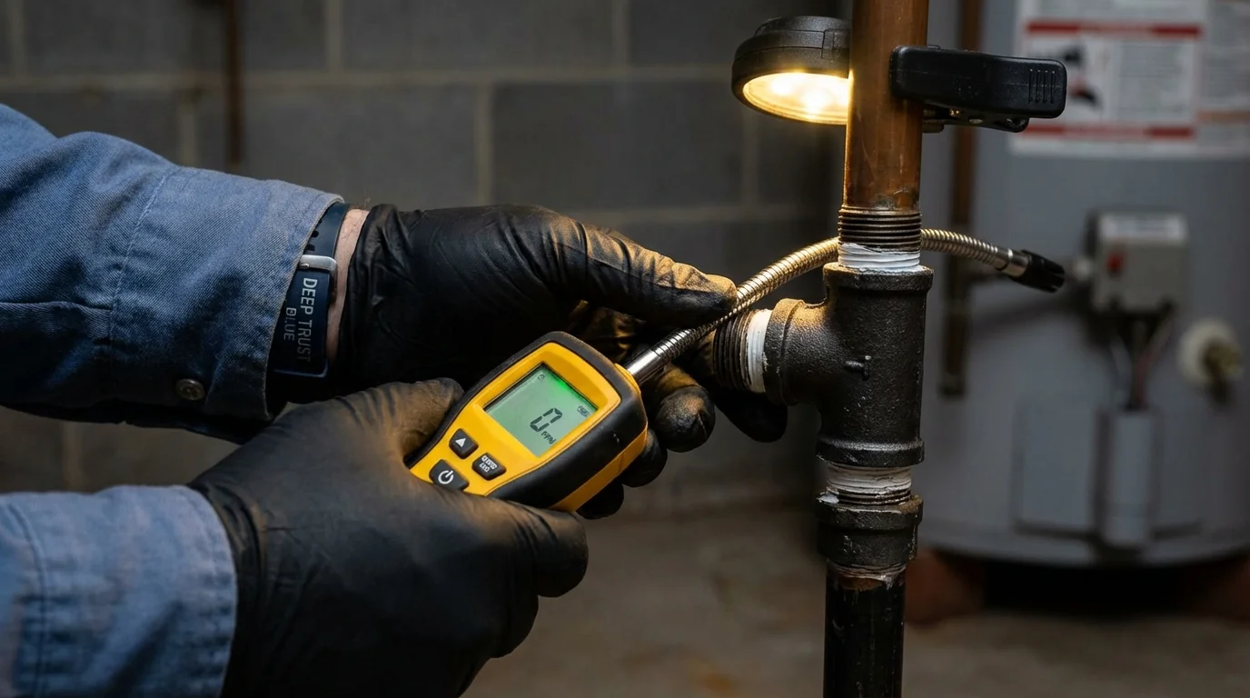 Gas leak detection with electronic sniffer by Johns Plumbing LLC in Mabscott